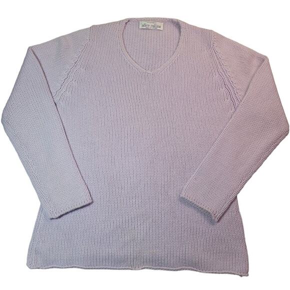 💜 VTG Alice Collins 100% Cashmere V-Neck Sweater – Made in Scotland – Lilac – M - Picture 1 of 6
